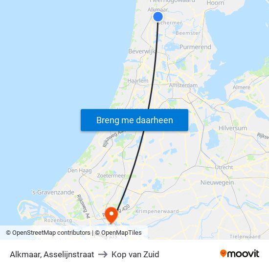 Alkmaar, Asselijnstraat to Kop van Zuid map