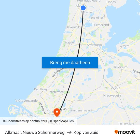 Alkmaar, Nieuwe Schermerweg to Kop van Zuid map