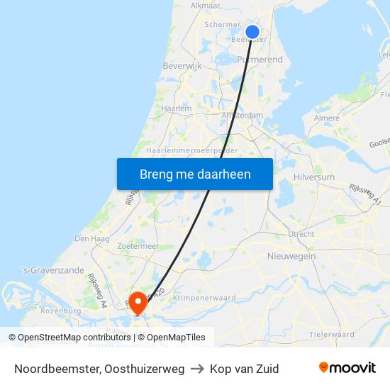 Noordbeemster, Oosthuizerweg to Kop van Zuid map