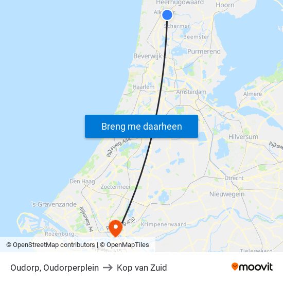 Oudorp, Oudorperplein to Kop van Zuid map