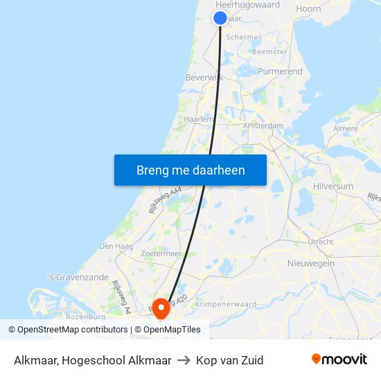 Alkmaar, Hogeschool Alkmaar to Kop van Zuid map