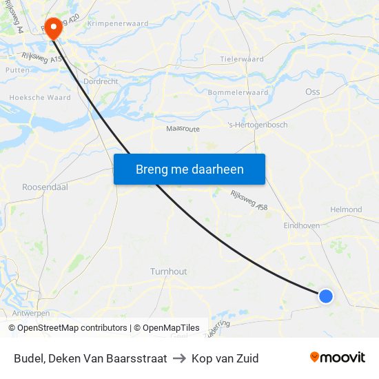 Budel, Deken Van Baarsstraat to Kop van Zuid map