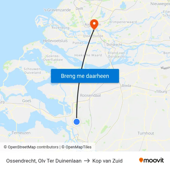 Ossendrecht, Olv Ter Duinenlaan to Kop van Zuid map
