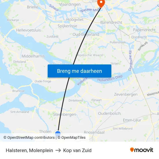Halsteren, Molenplein to Kop van Zuid map