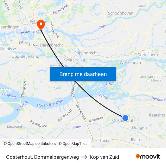 Oosterhout, Dommelbergenweg to Kop van Zuid map