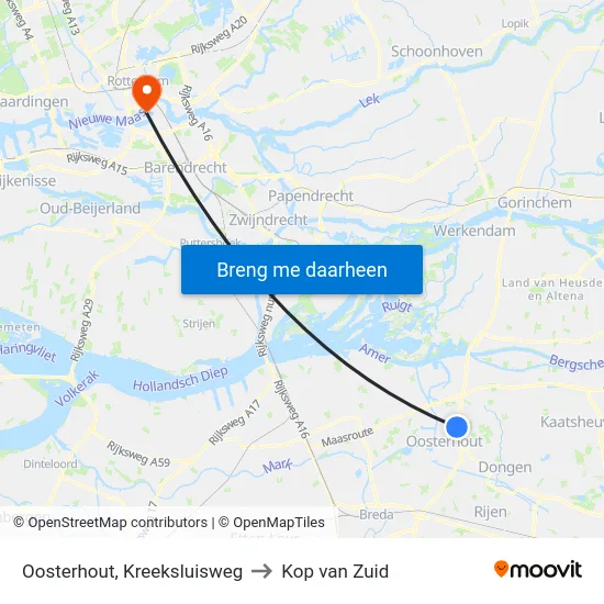 Oosterhout, Kreeksluisweg to Kop van Zuid map
