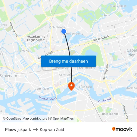 Plaswijckpark to Kop van Zuid map