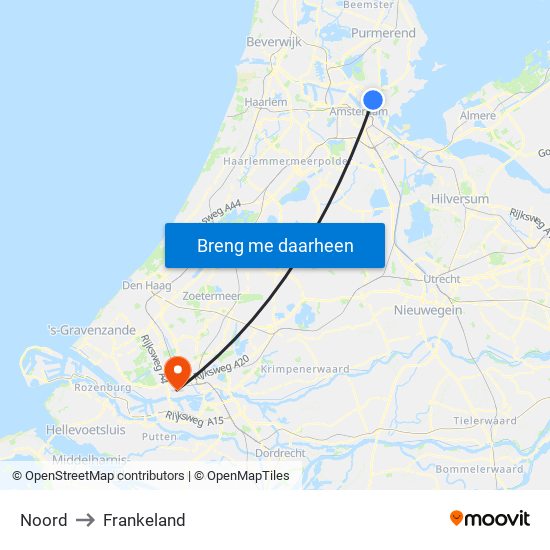 Noord to Frankeland map