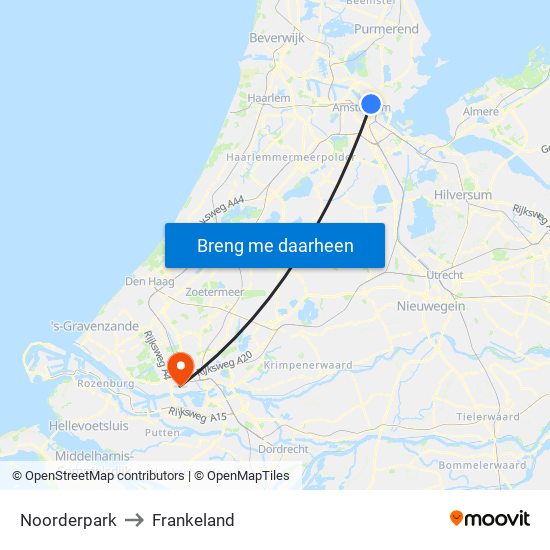 Noorderpark to Frankeland map