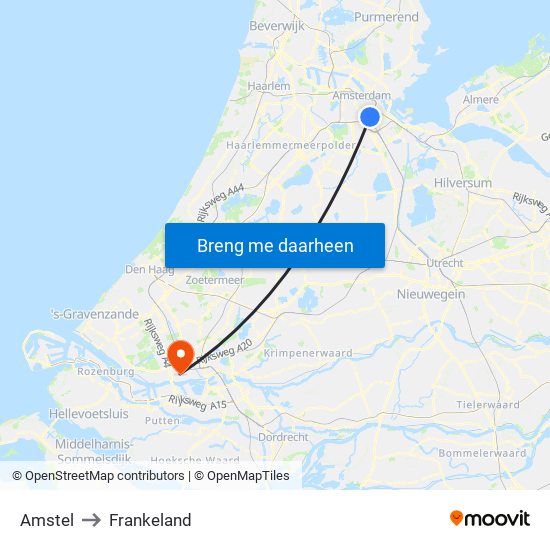Amstel to Frankeland map