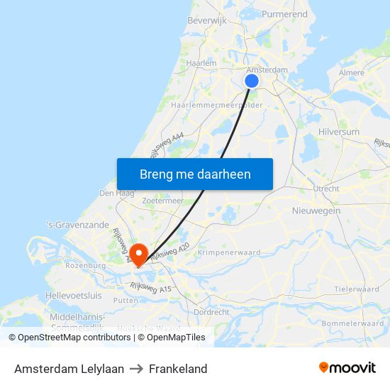 Amsterdam Lelylaan to Frankeland map
