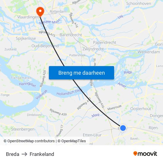 Breda to Frankeland map