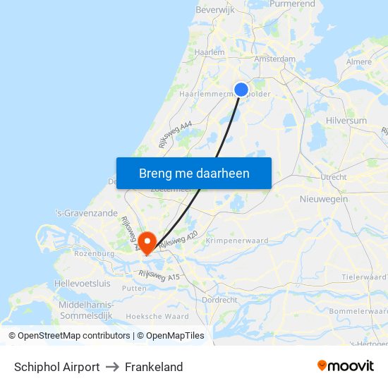 Schiphol Airport to Frankeland map