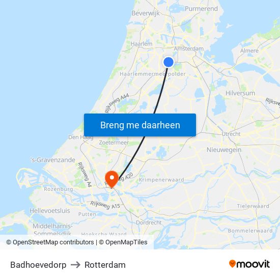Badhoevedorp to Rotterdam map