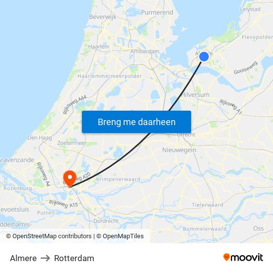 Almere to Rotterdam map