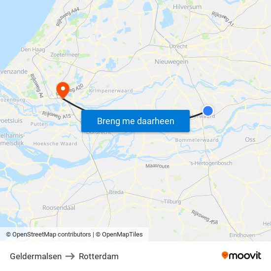 Geldermalsen to Rotterdam map