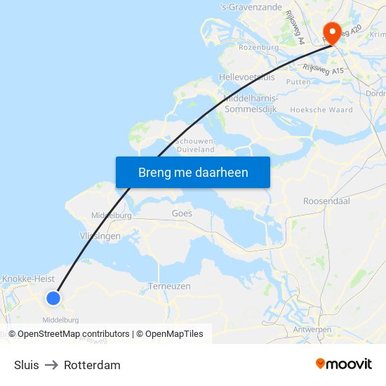 Sluis to Rotterdam map