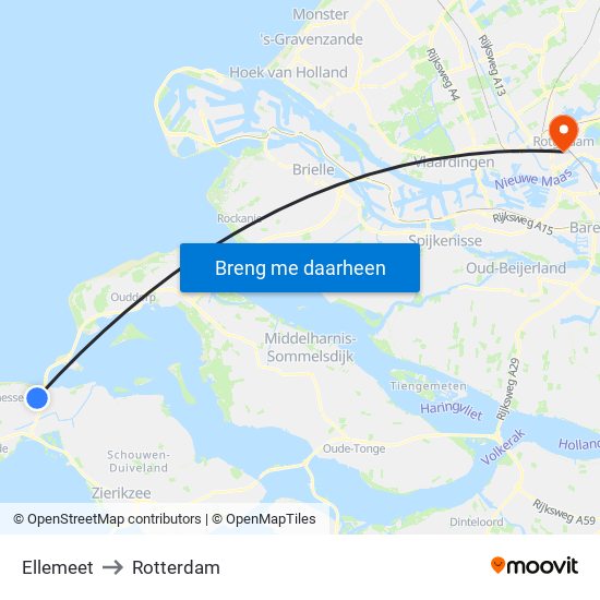 Ellemeet to Rotterdam map
