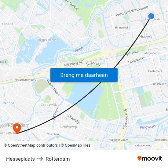 Hesseplaats to Rotterdam map