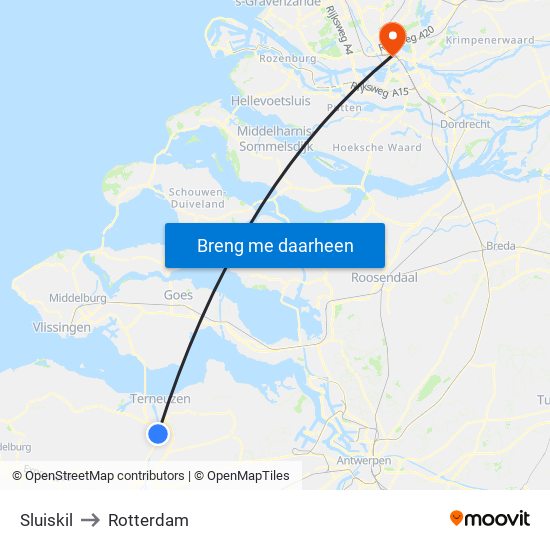 Sluiskil to Rotterdam map