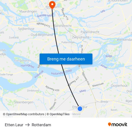 Etten Leur to Rotterdam map
