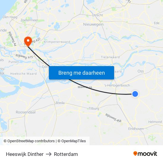 Heeswijk Dinther to Rotterdam map