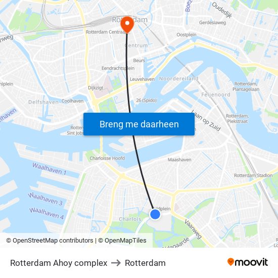 Rotterdam Ahoy complex to Rotterdam map