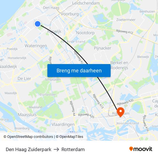 Den Haag Zuiderpark to Rotterdam map