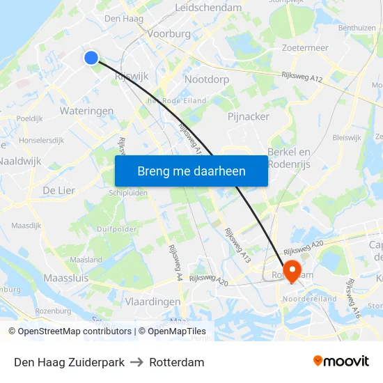 Den Haag Zuiderpark to Rotterdam map