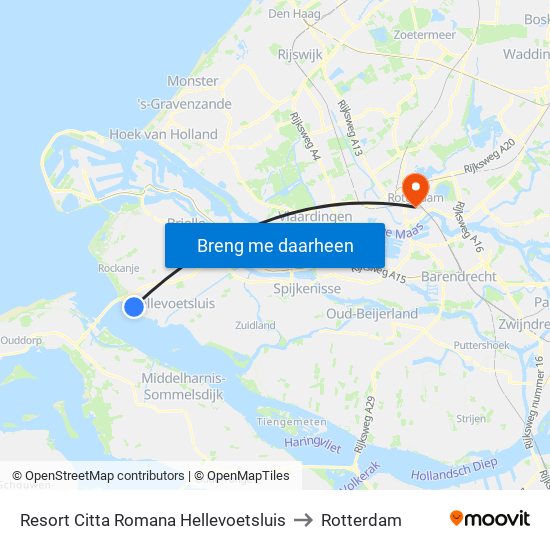 Resort Citta Romana Hellevoetsluis to Rotterdam map