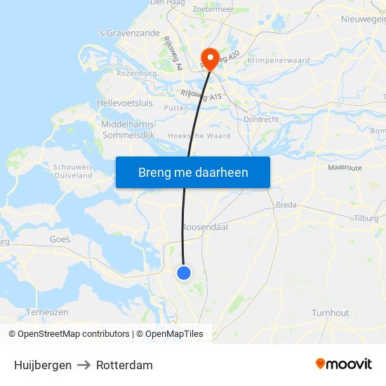 Huijbergen to Rotterdam map