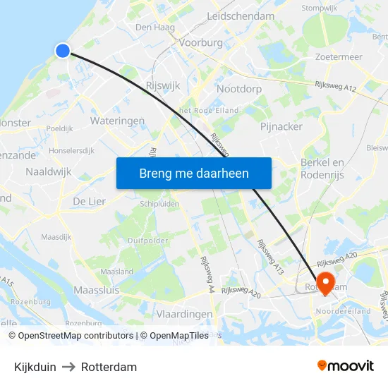 Kijkduin to Rotterdam map