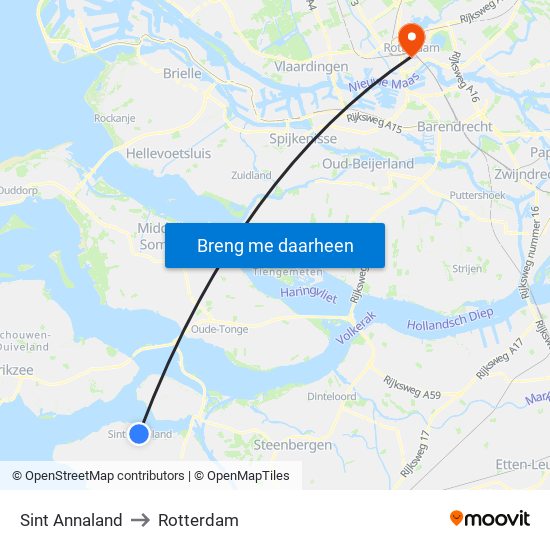 Sint Annaland to Rotterdam map