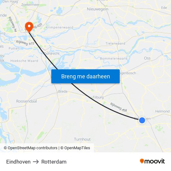 Eindhoven, Nieuwe Emmasingel 10 to Rotterdam map