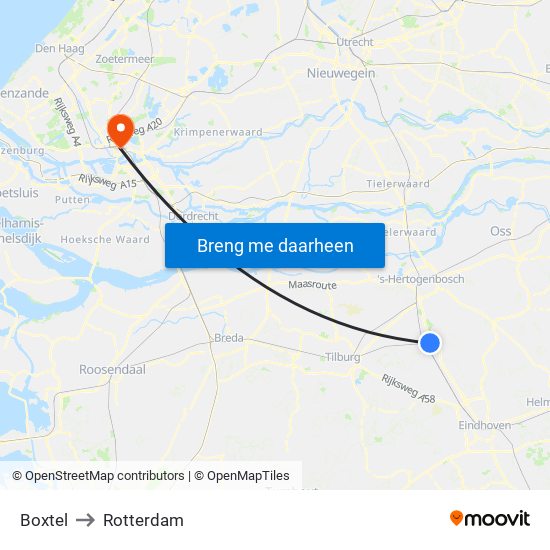 Boxtel to Rotterdam map