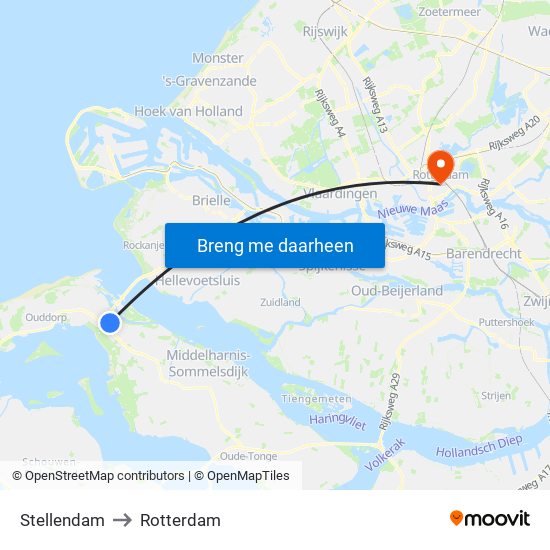 Stellendam to Rotterdam map