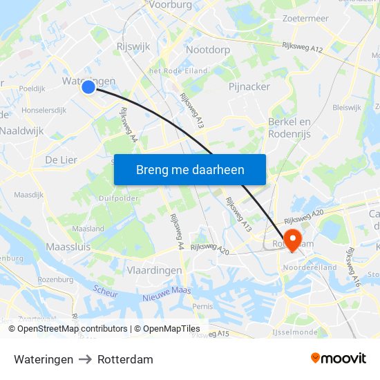 Wateringen to Rotterdam map