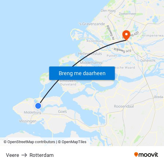 Veere to Rotterdam map