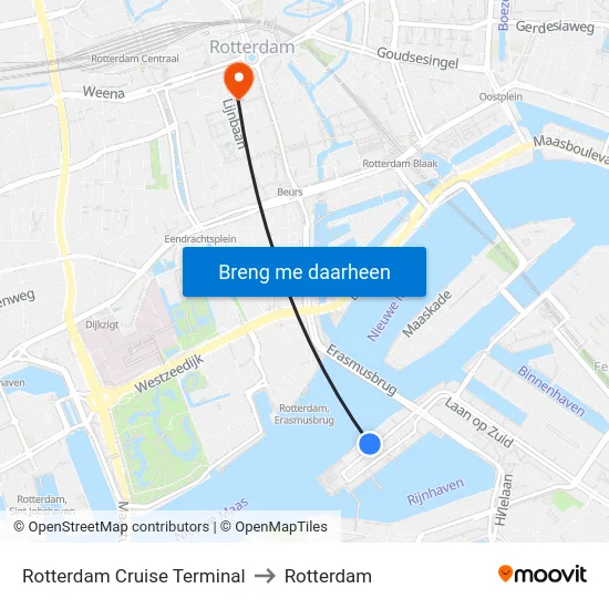 Rotterdam Cruise Terminal to Rotterdam map