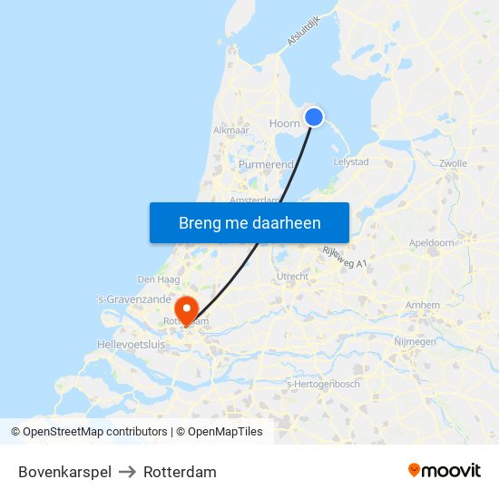 Bovenkarspel to Rotterdam map