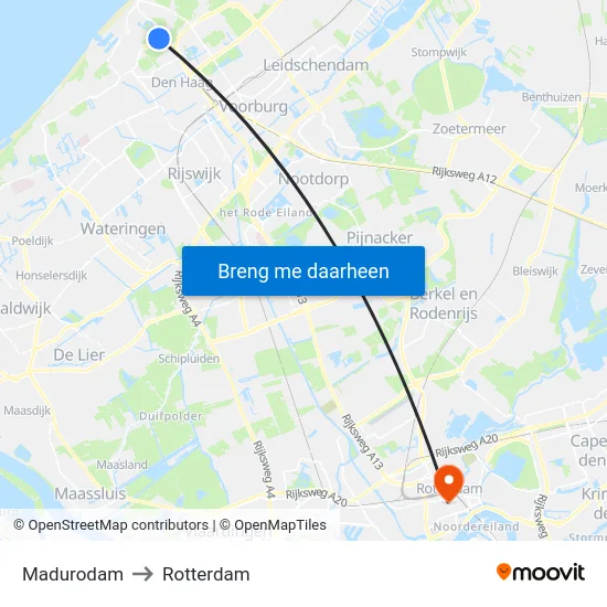 Madurodam to Rotterdam map