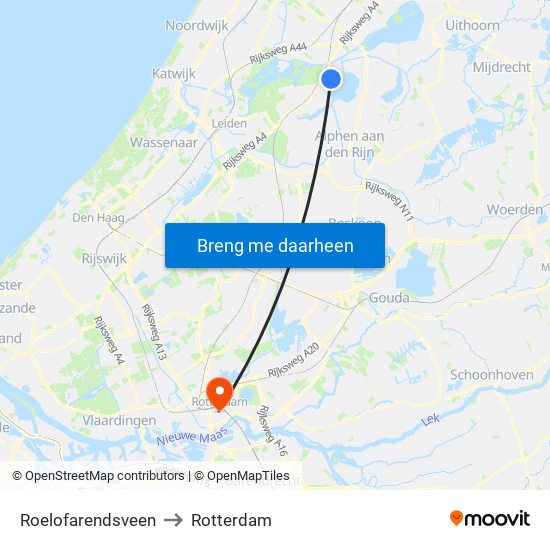 Roelofarendsveen to Rotterdam map