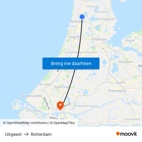 Uitgeest to Rotterdam map