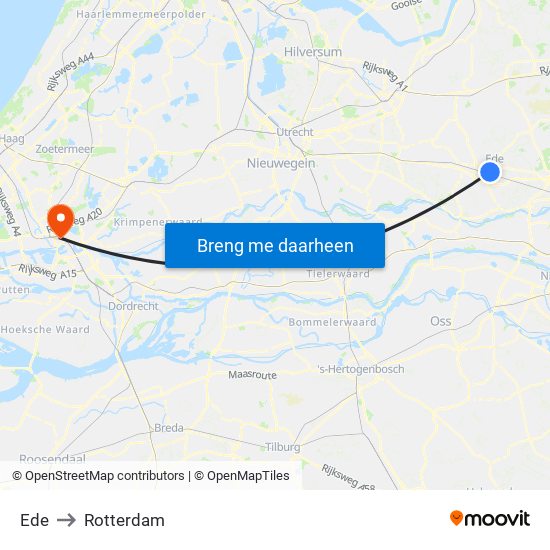 Ede to Rotterdam map
