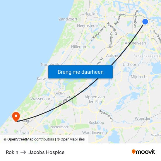 Rokin to Jacobs Hospice map