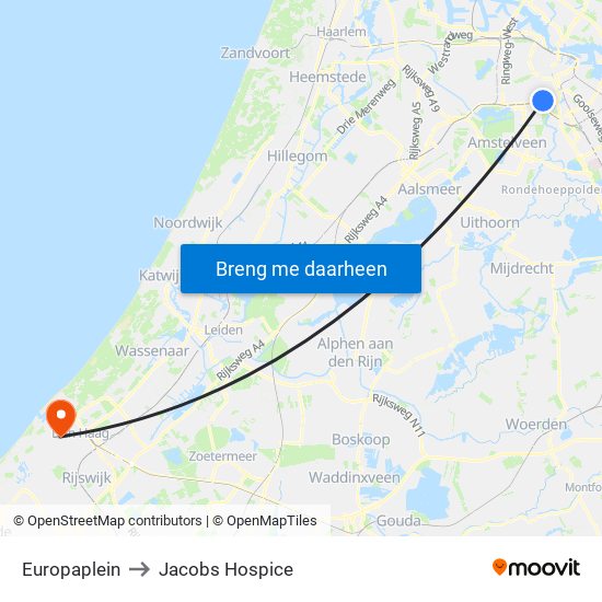 Europaplein to Jacobs Hospice map