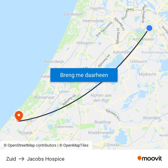 Zuid to Jacobs Hospice map