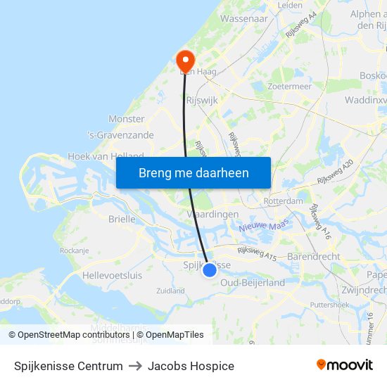 Spijkenisse Centrum to Jacobs Hospice map