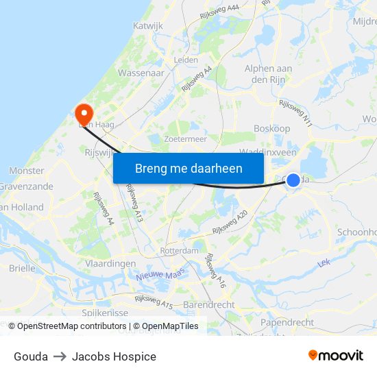 Gouda to Jacobs Hospice map