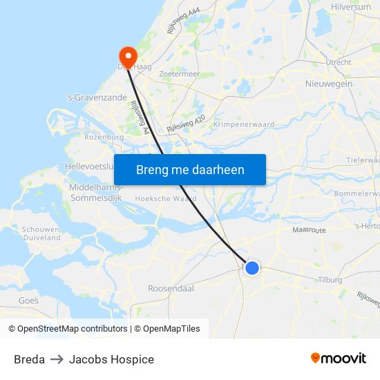 Breda to Jacobs Hospice map